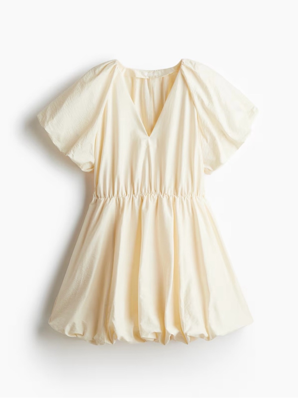 H&M Cream Puff-Sleeve Bubble Hem Mini Dress (Size S)